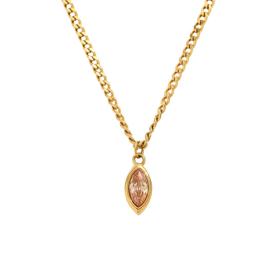 Gold-plated stainless steel chain CHAMPAGNE with champagne-colored stone