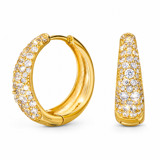 Aurelia Ohrringe mit dichtem Zirkonia-Pavé in 18K Gold