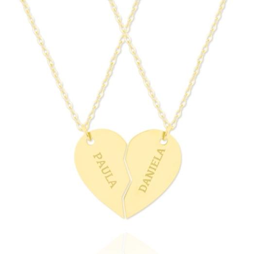 Personalized "Eterno Legame" heart necklace set in sterling silver, gold-plated or rhodium-plated