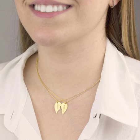 Personalized "Eterno Legame" heart necklace set in sterling silver, gold-plated or rhodium-plated