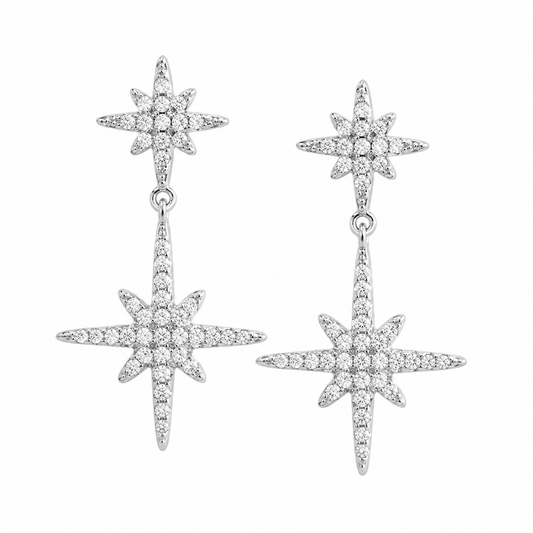 Evidente Ohrringe aus 925 Sterling Silber mit Zirkonia in Sternform
