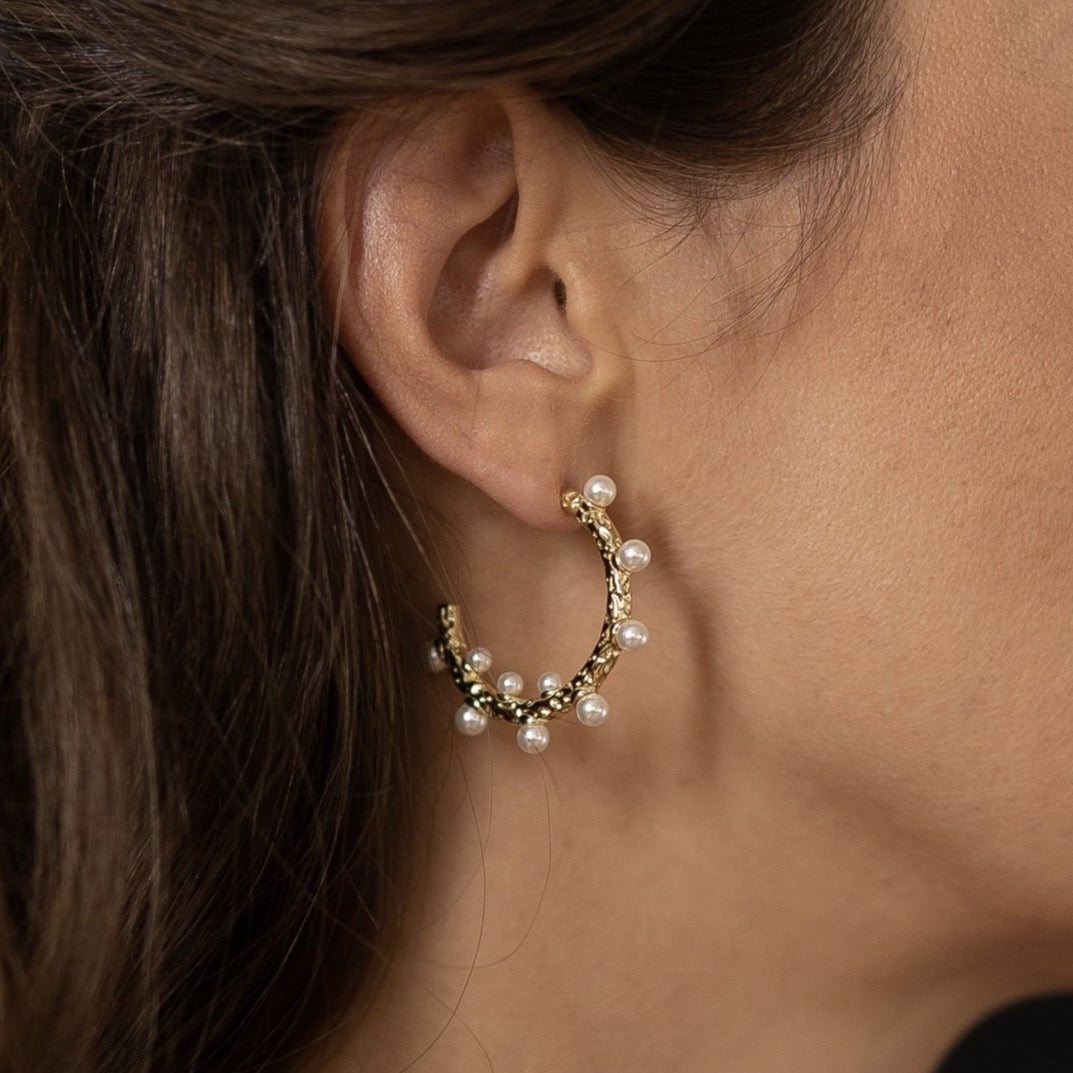 Sterling silver gold-plated pearl earring