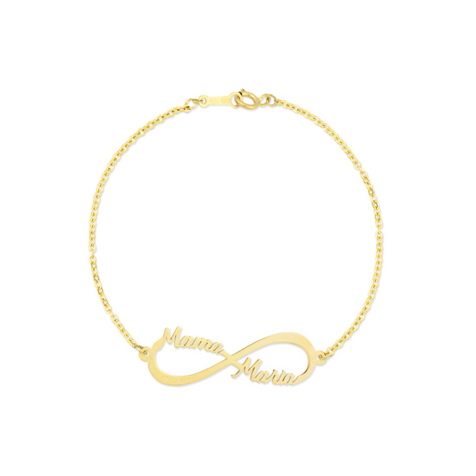 INFINITO name bracelet with 2 names 750 yellow gold