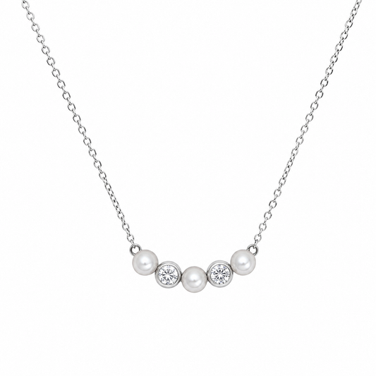Eleganza Braut Halskette mit Perlen und Zirkonia