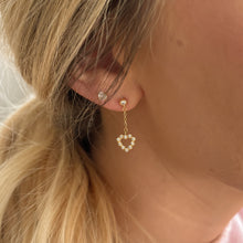 Load the image into the gallery viewer, Golden heart earrings in sterling silver - Perfect gift for Mother's Day
