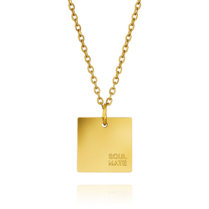 AMORE Quadrata stainless steel necklace with Soul Mate engraving - stylish & meaningful.