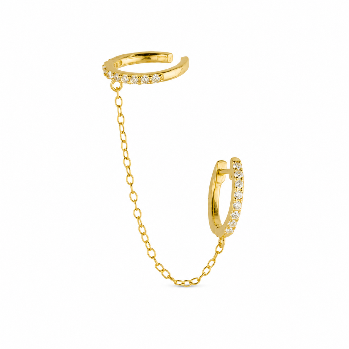 Biffaciale Ohrring mit Earcuff Gold mit Zirkonia