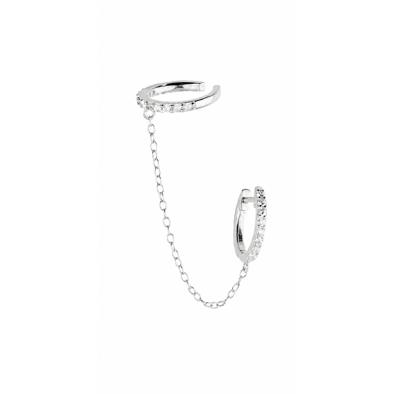 Biffaciale Ohrring mit Earcuff Silber mit Zirkonia