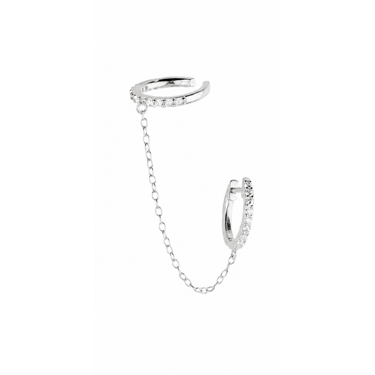 Biffaciale Ohrring mit Earcuff Silber mit Zirkonia