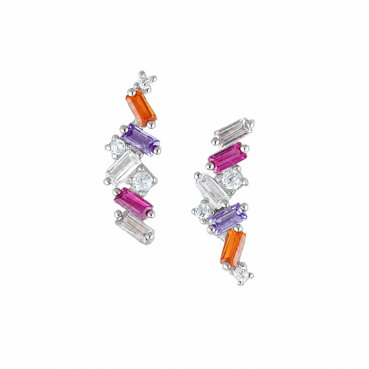 Colorato Ohrstecker Silber mit farbigen Zirkonia