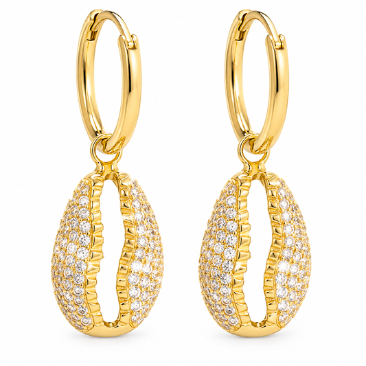 Conchiglia Ohrringe aus 925 Sterling Silber mit 18K Vergoldung und Zirkonia-Muschel