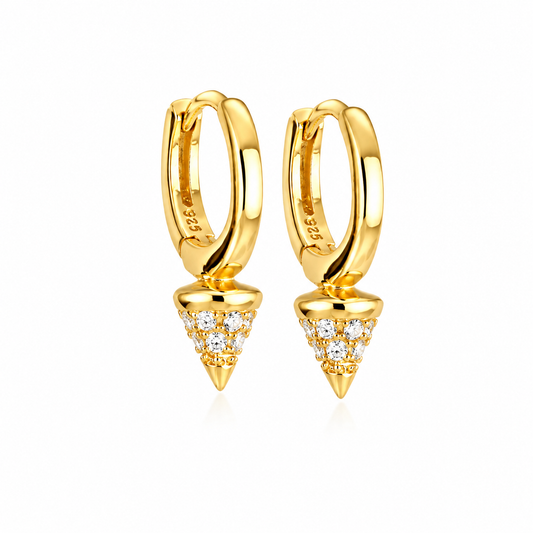 Cono Ohrringe Gold mit Zirkonia-Kegel