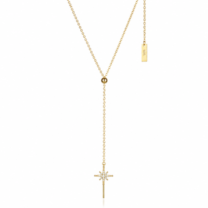 Decisivo Lariat Kette Gold mit Sternanhänger und Zirkonia