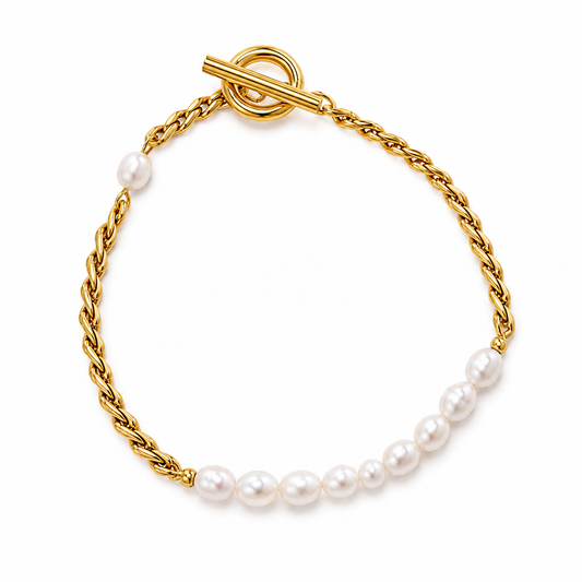 Estivo Armband Gold mit Perlen und Knebelverschluss – GAVERO