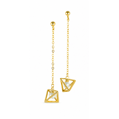Geometrico Ohrringe Gold mit Muschelperle