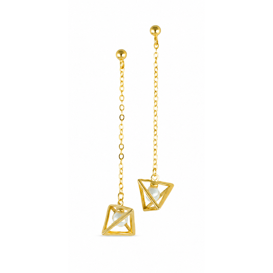 Geometrico Ohrringe Gold mit Muschelperle
