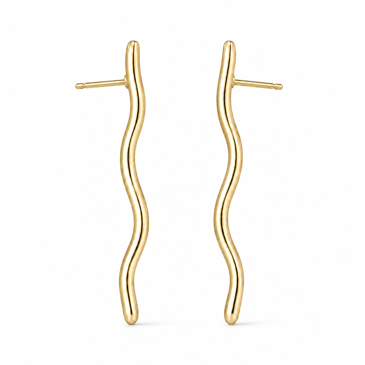 Paar Sway Wave Ohrstecker aus Edelstahl, 14K vergoldet, in Wellenform