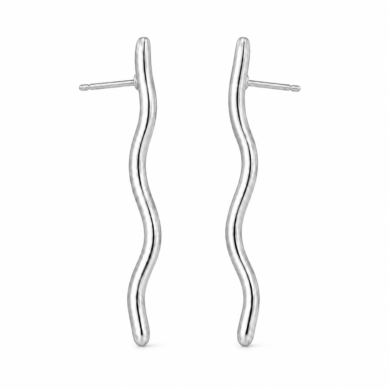 Paar Sway Wave Ohrstecker aus Edelstahl, silberfarben, in Wellenform