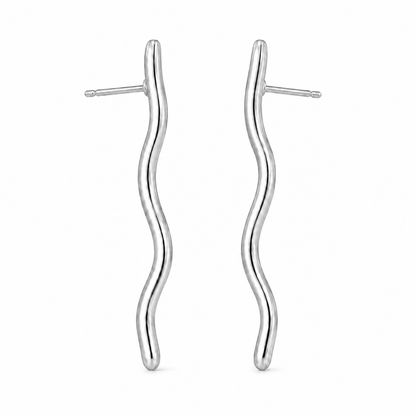 Paar Sway Wave Ohrstecker aus Edelstahl, silberfarben, in Wellenform